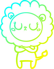 cold gradient line drawing cartoon lion