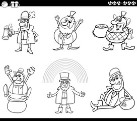 cartoon Leprechauns on Saint Patrick day set coloring page