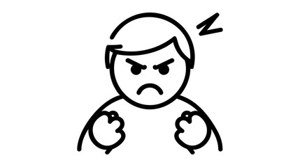 Illustration of an angry man. Feeling anger. Simple style vector illustration on white background