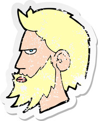 retro distressed sticker of a cartoon man with beard