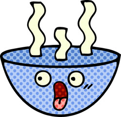 comic book style cartoon bowl of hot soup