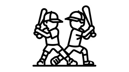 baseball players vector illustration on white background.
