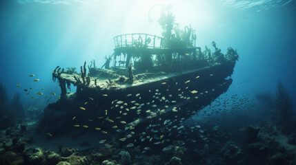 Shipwreck becoming a thriving artificial reef