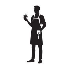 Coffee Craft: Vector Barista Silhouette - Infusing Passion and Skill to Brew the Perfect Cup, Embracing the Art of Coffee Culture. Barista Illustration.