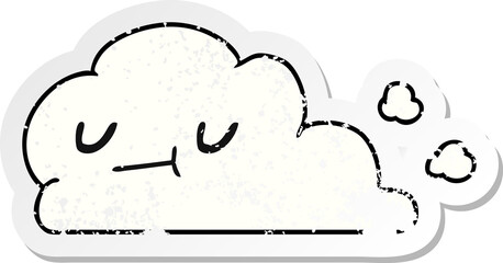 distressed sticker cartoon of kawaii happy cloud
