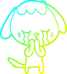 cold gradient line drawing cartoon crying dog
