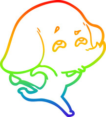 rainbow gradient line drawing cartoon elephant remembering