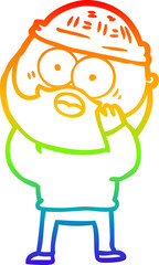 rainbow gradient line drawing cartoon bearded man