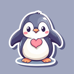 Obraz premium Cute penguin illustration for kids. adorable animal clipart for children Vector flat cartoon illustration Animal character for kids sticker isolated