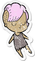 distressed sticker of a cartoon woman