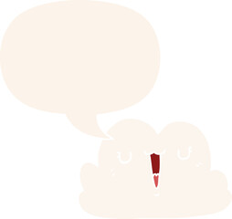 cute cartoon cloud and speech bubble in retro style