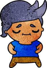textured cartoon of kawaii cute grey haired man