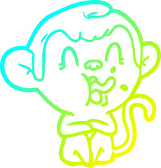 cold gradient line drawing crazy cartoon monkey