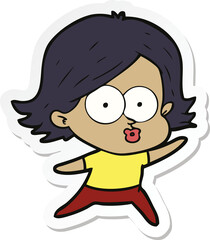 sticker of a cartoon girl pouting
