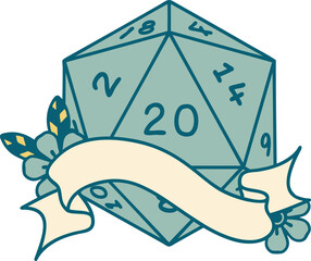 natural twenty D20 dice roll illustration