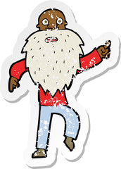retro distressed sticker of a cartoon stressed old man