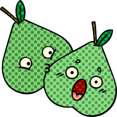 comic book style cartoon green pear