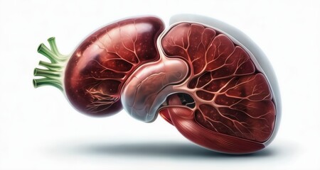  3D Rendered Human Liver with Stem Cells