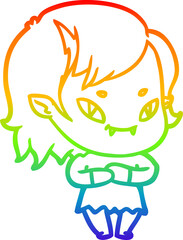 rainbow gradient line drawing cartoon friendly vampire girl