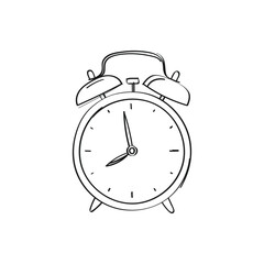 Vector illustration in doodle style. alarm clock hand drawn