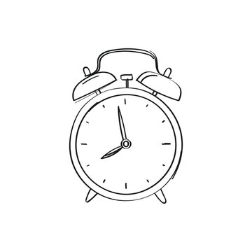 Vector illustration in doodle style. alarm clock hand drawn