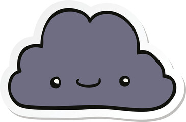 sticker of a cute cartoon cloud