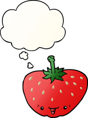 cartoon strawberry and thought bubble in smooth gradient style