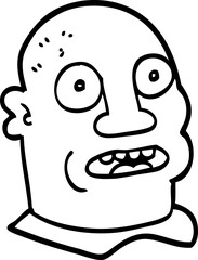line drawing cartoon of a mans head