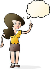 cartoon pretty woman with idea with thought bubble