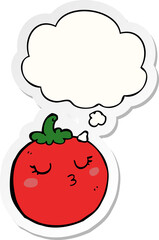 cartoon tomato and thought bubble as a printed sticker