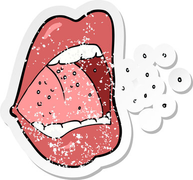 recommend clip art: retro distressed sticker of a cartoon sneezing mouth