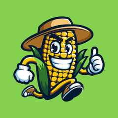 vector corn mascot logo on a green background