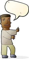 cartoon man gesturing with speech bubble