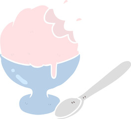 flat color style cartoon ice cream dessert in bowl