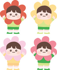 식목일에 나무를 심는 어린이 일러스트