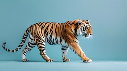 Fototapeta na wymiar Minimalistic Blue Background Tiger in Digital Art