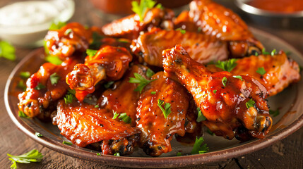 Plate of spicy chicken wings