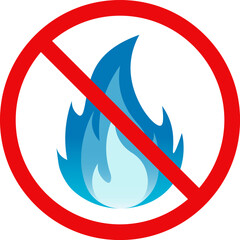 Obraz premium Gas prohibition sign. Blue flame. Vector illustration.