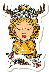 human druid with natural twenty dice roll grunge sticker