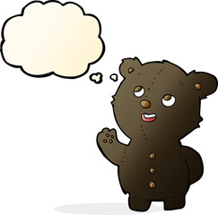 cartoon cute black bear cub with thought bubble