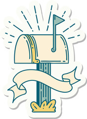 sticker of tattoo style closed mailbox