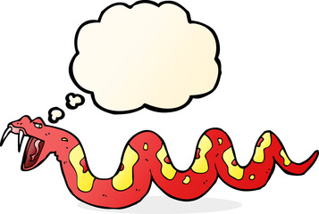 cartoon poisonous snake with thought bubble