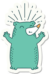 sticker of tattoo style happy bear