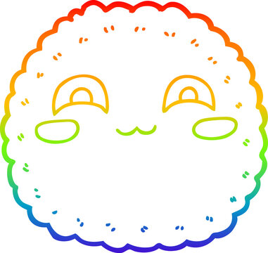rainbow gradient line drawing cartoon biscuit