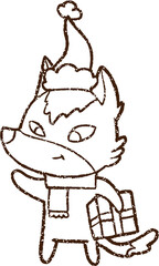 Christmas Fox Charcoal Drawing