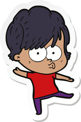 sticker of a cartoon woman