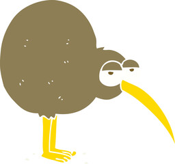 flat color illustration of a cartoon kiwi