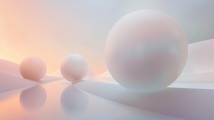 Minimalistic spheres suspended in a void of gradients, radiating an otherworldly glow, inviting contemplation and tranquility.