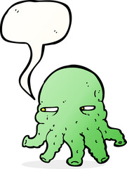 cartoon alien face with speech bubble