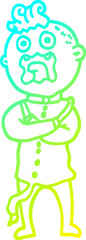 cold gradient line drawing cartoon mad man